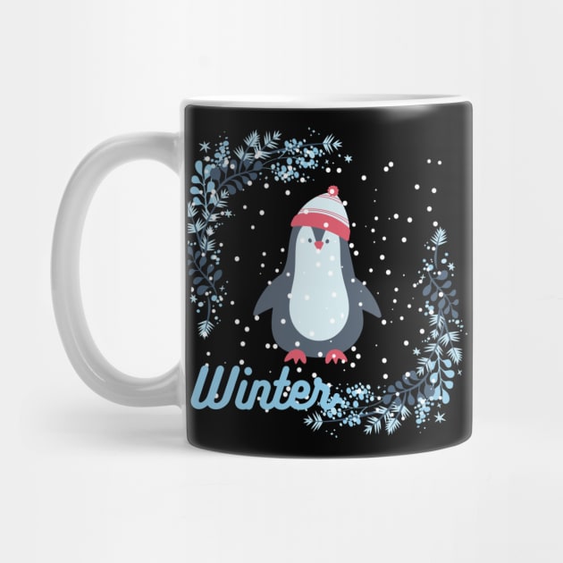 Winter penguin in snow fall by Spaceboyishere